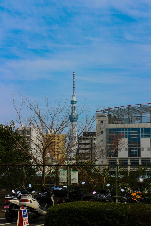 a view of the tokyo tv tower in the distance