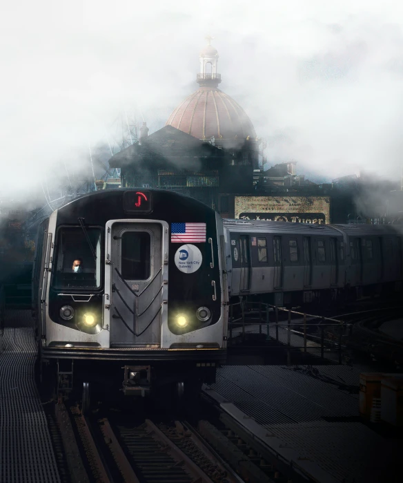 a passenger train on tracks in the city