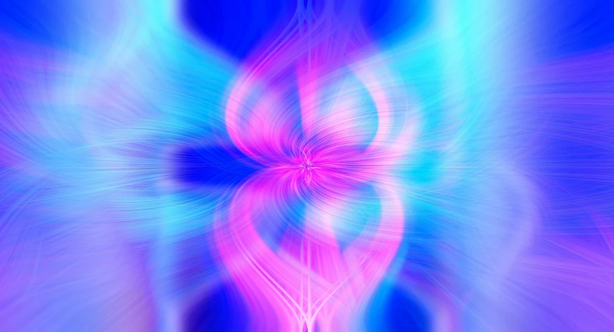 an abstract image of a blue, pink and green background