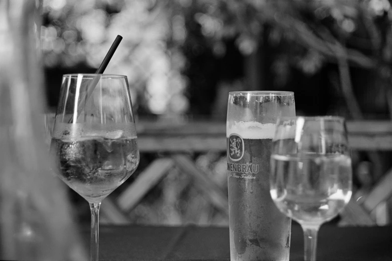 three different types of glasses on a table