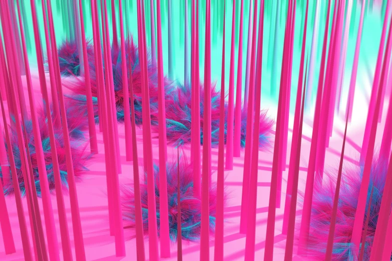 abstract art with many pink and blue lines