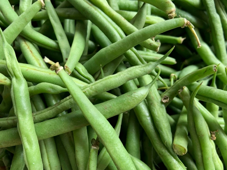 a pile of green beans sitting on top of each other