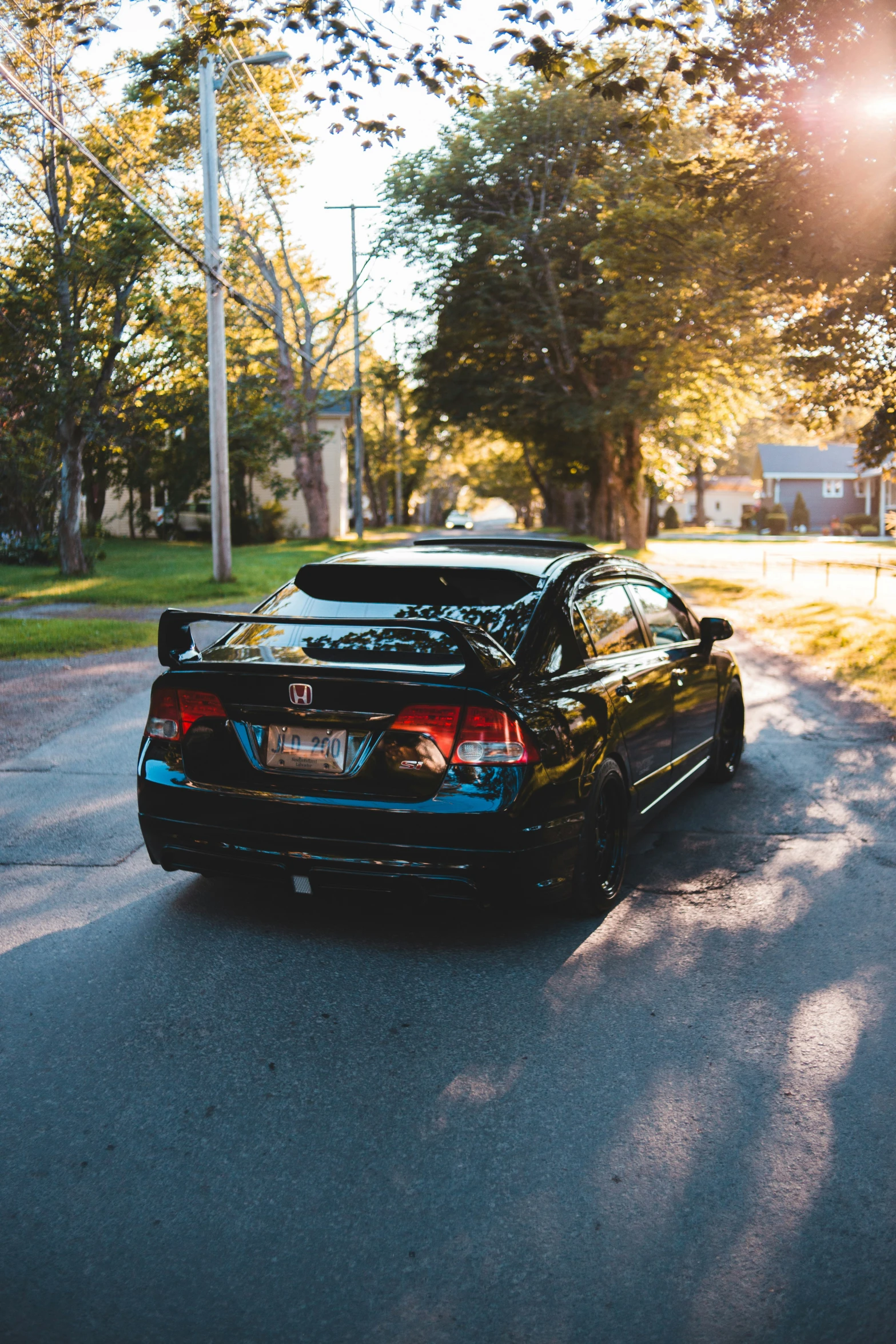 a car is parked on the side of a road