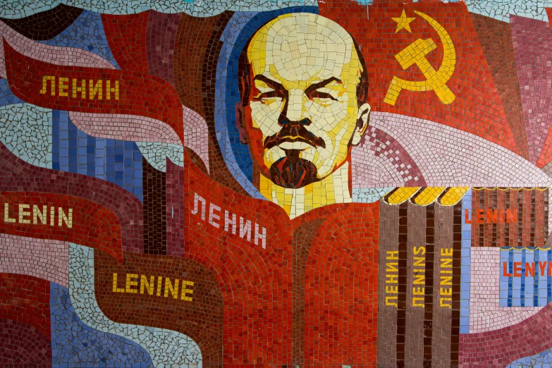 this is an image of a mural with stalin