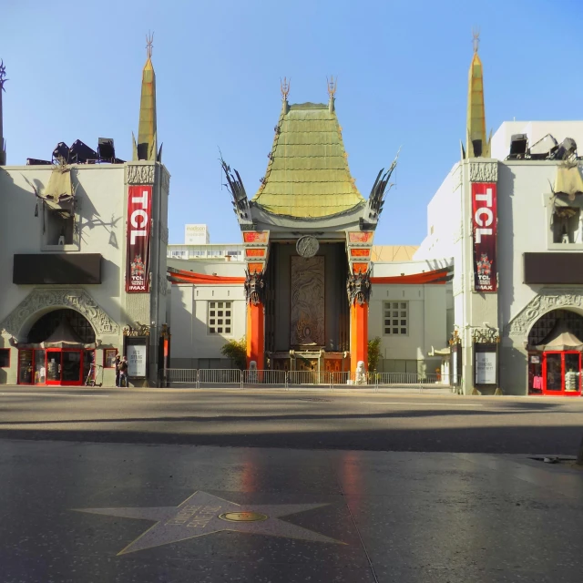 a hollywood walk of fame museum in front of an auditorium