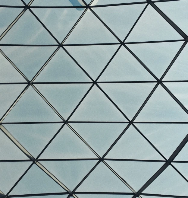 a view of the sky through a very large window