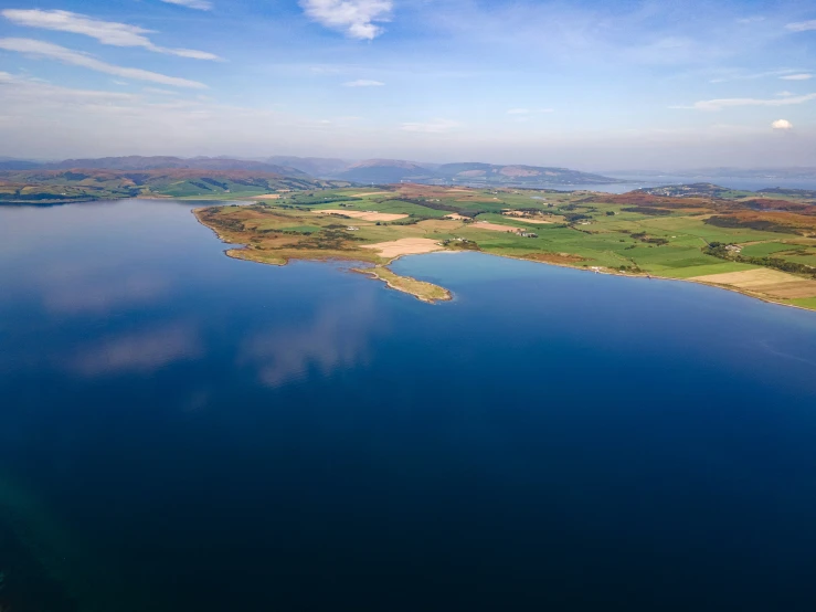 an aerial view of a lake that is empty