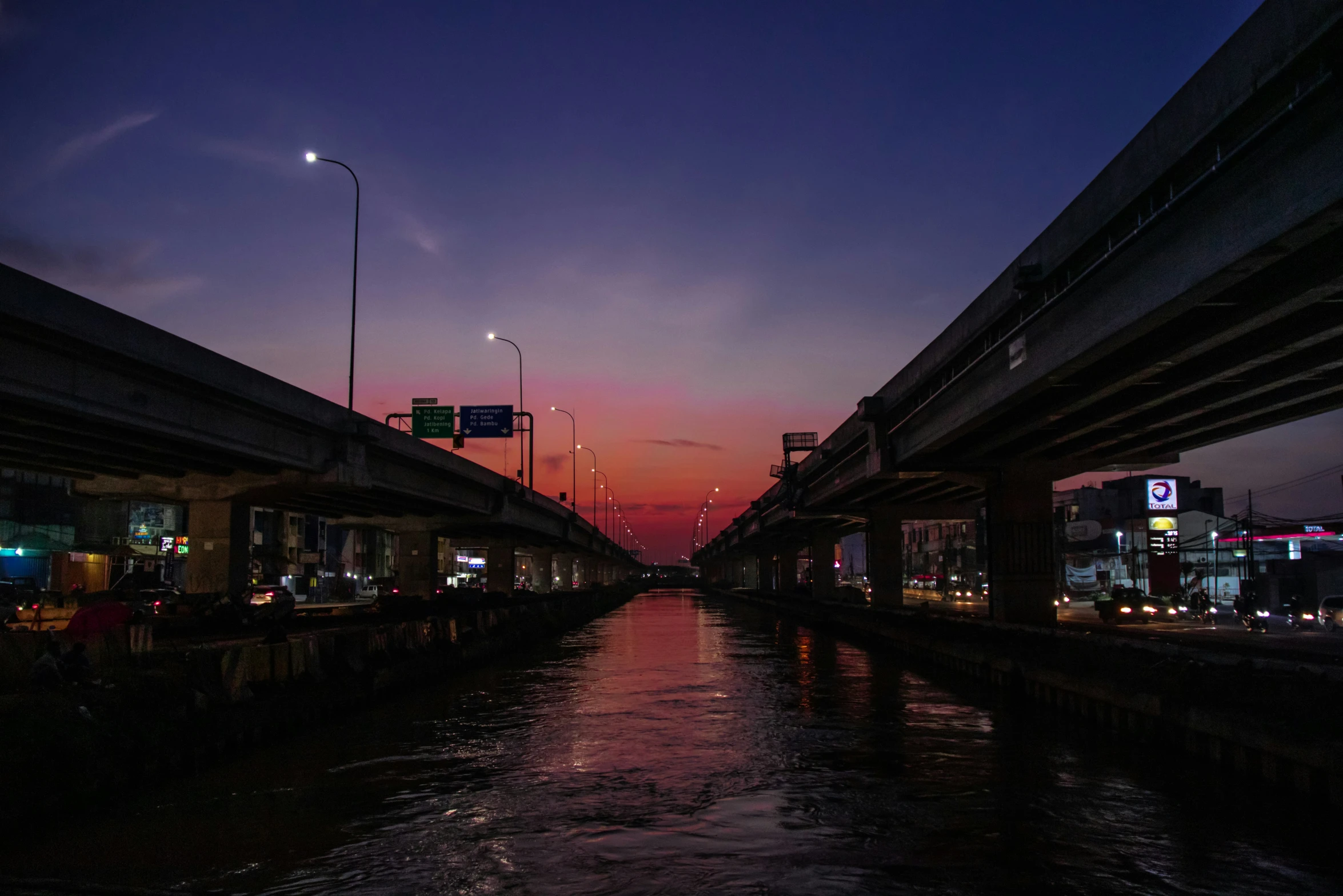 this is the last rays of twilight over the river