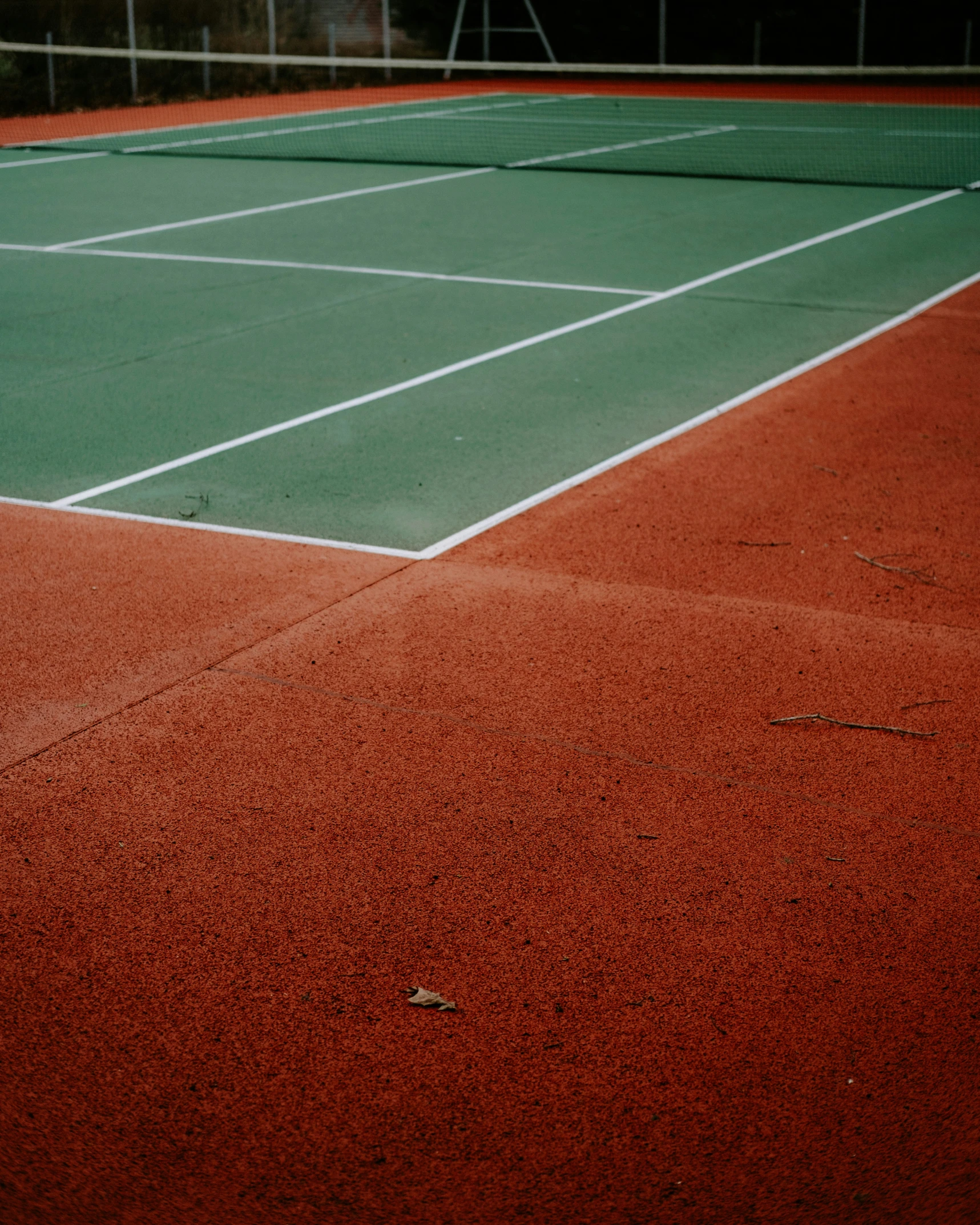 tennis court with black and white lines lines