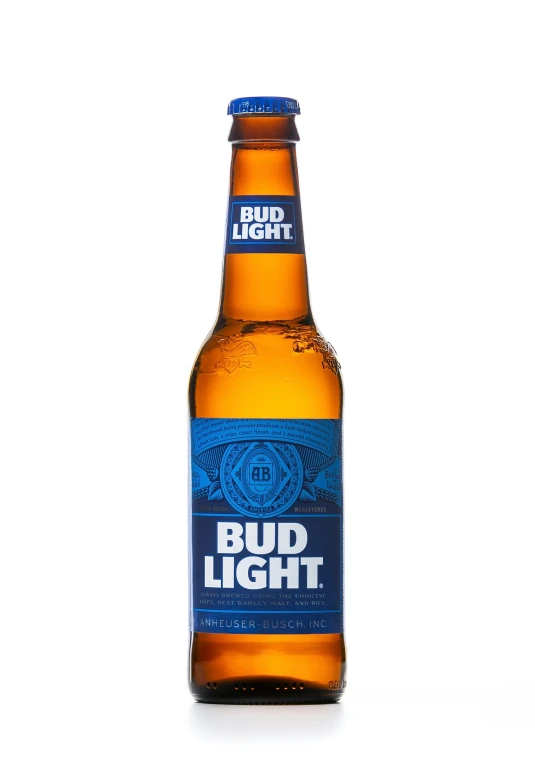 bud light beer bottle, with a blue lid