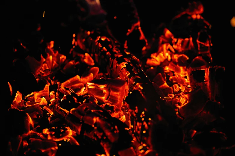 red  coal on a black background