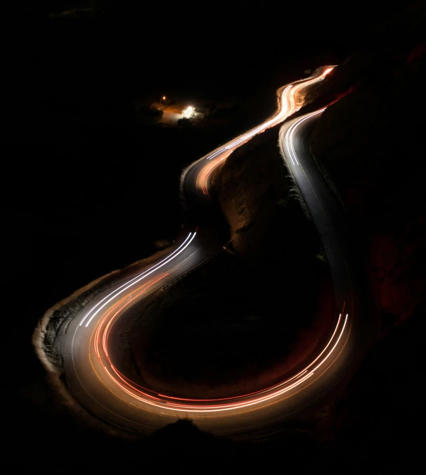 a po of a long - exposure taken with long lens light at night