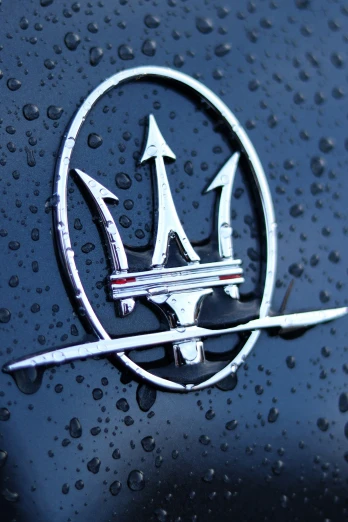 an emblem is shown on the back of a car