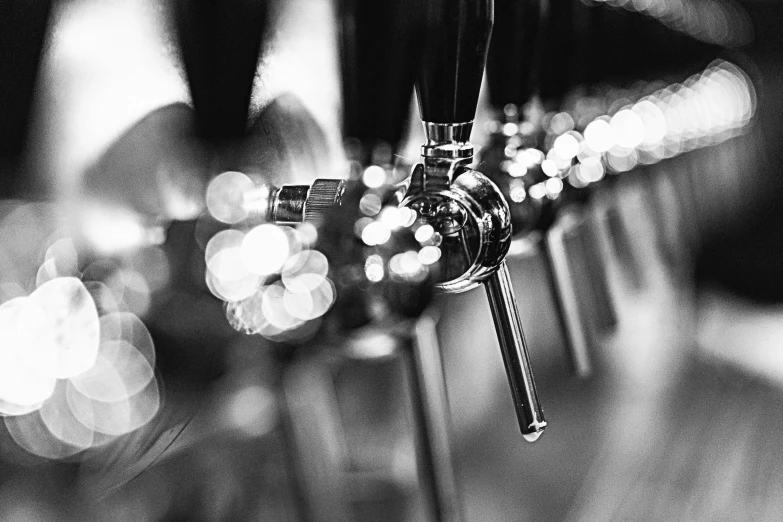 an aerial view of a bunch of lights in black and white