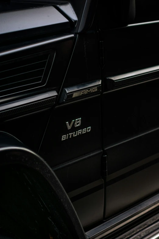 the emblem on a black car is shown