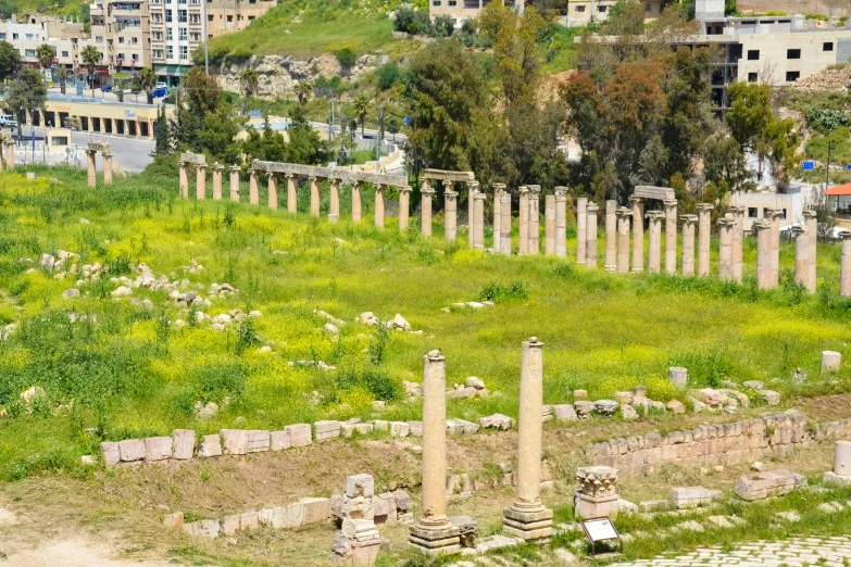 a cemetery in a city filled with ruins