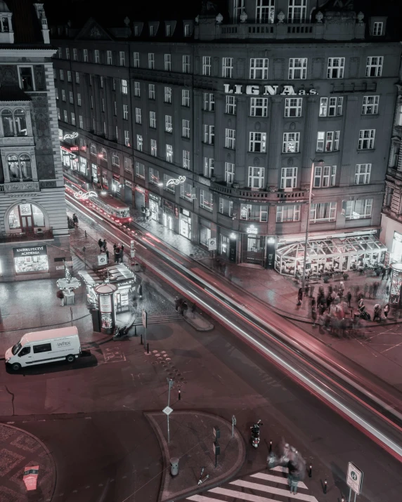 a long exposure view of a busy city street