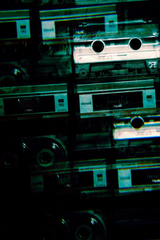 a bunch of electronic equipment in a storage room