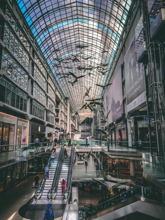 the atrium of an asian shopping mall in winter