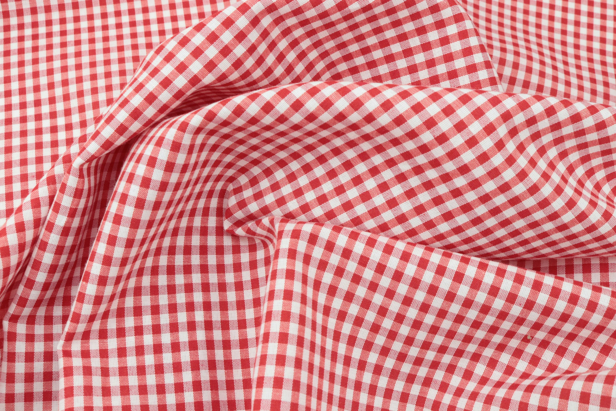 closeup of red and white gingham fabric