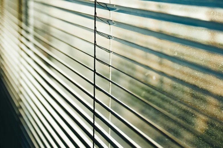 window blinds are shown with light reflection