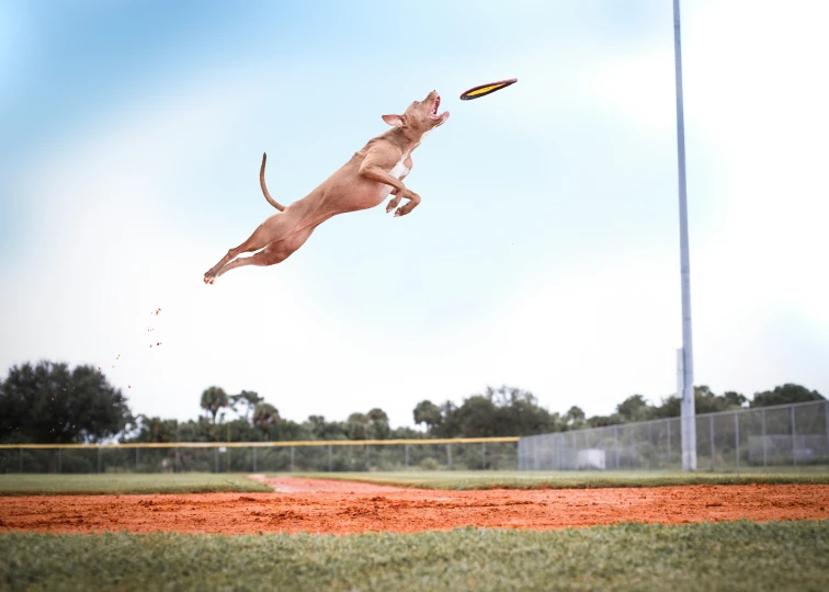 the dog jumped into the air to catch the frisbee