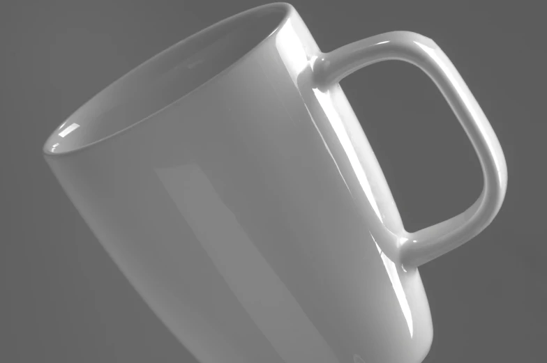 a white cup is shown against a gray background