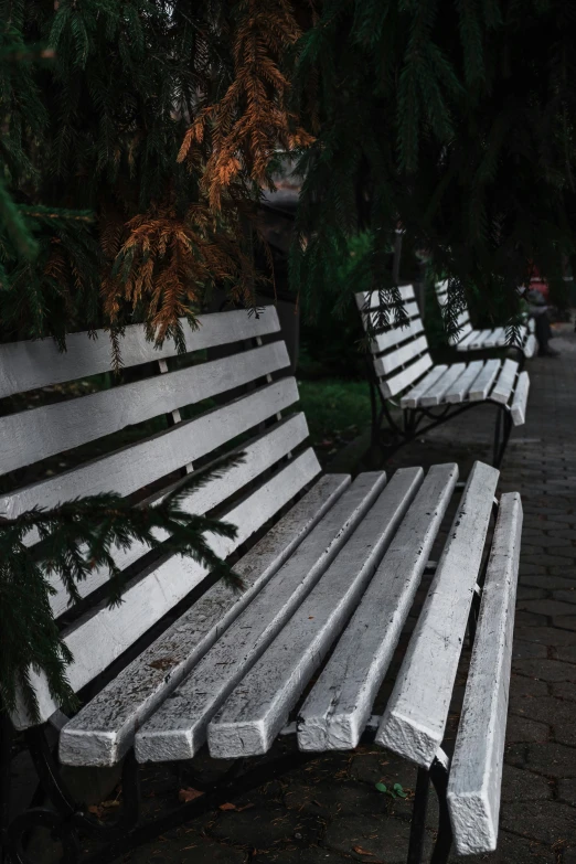 a wooden bench near the grass in a park