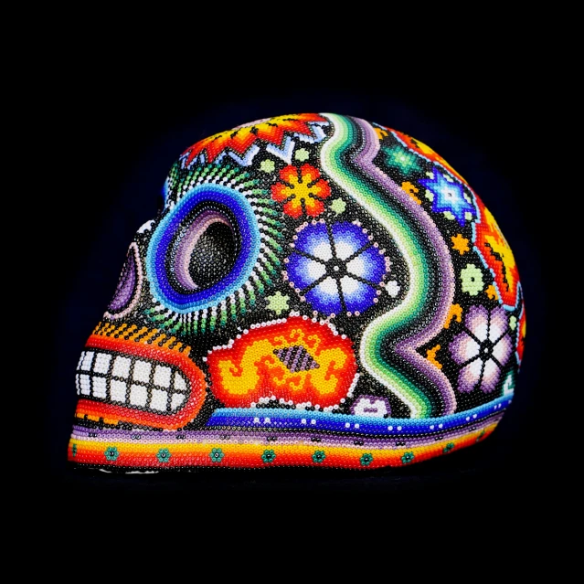 a picture of a colorful painted skull cap