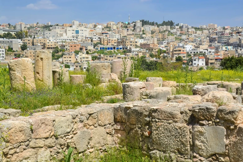 there is a view from the ruins of a city