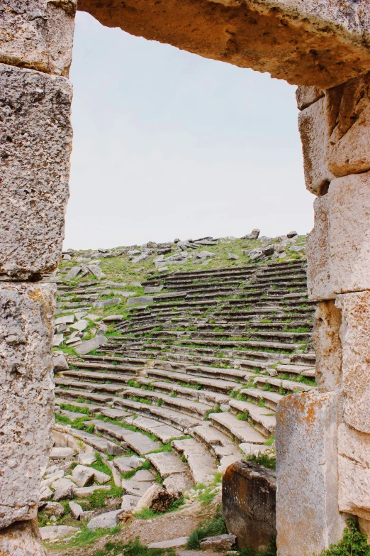 the inside of an ancient stone amplosion