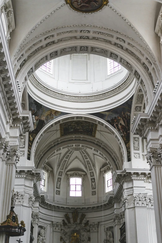 looking up at the ceiling of an old church