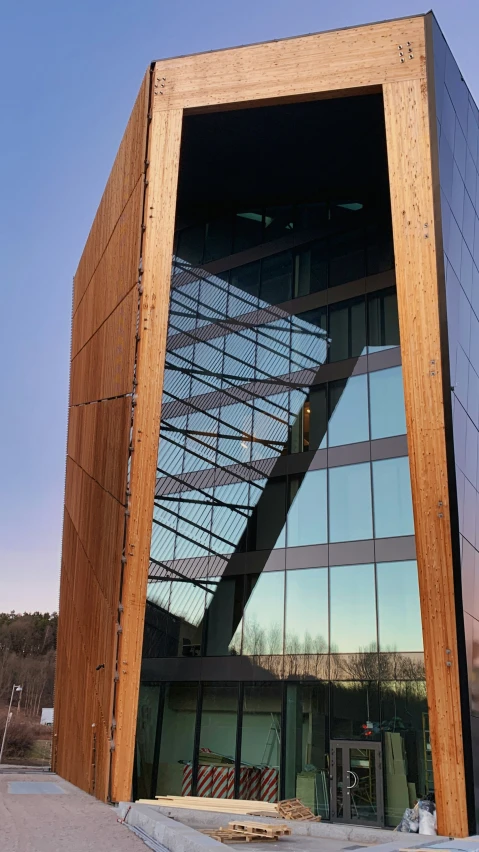 a large, wooden structure that looks like a pyramid