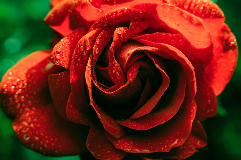 a red rose with water droplets on it