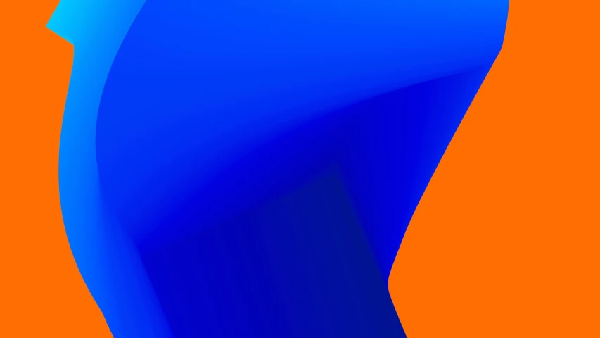 an abstract, blue and orange design made of wavy material