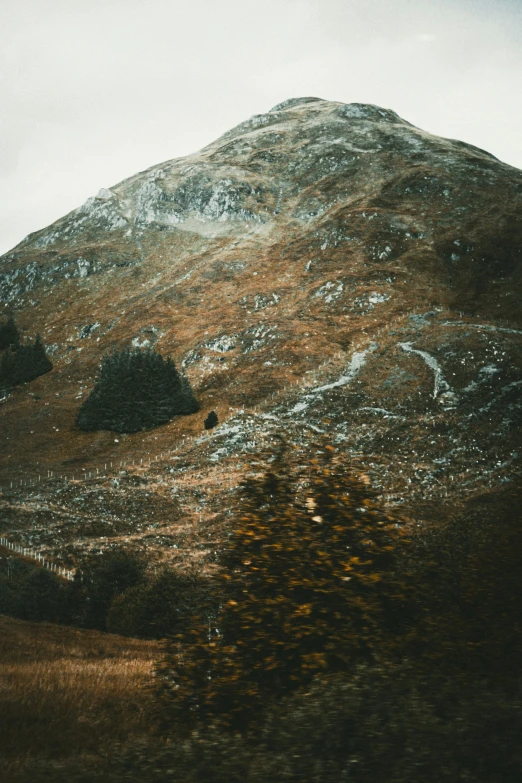 a very rocky mountain with trees on the side