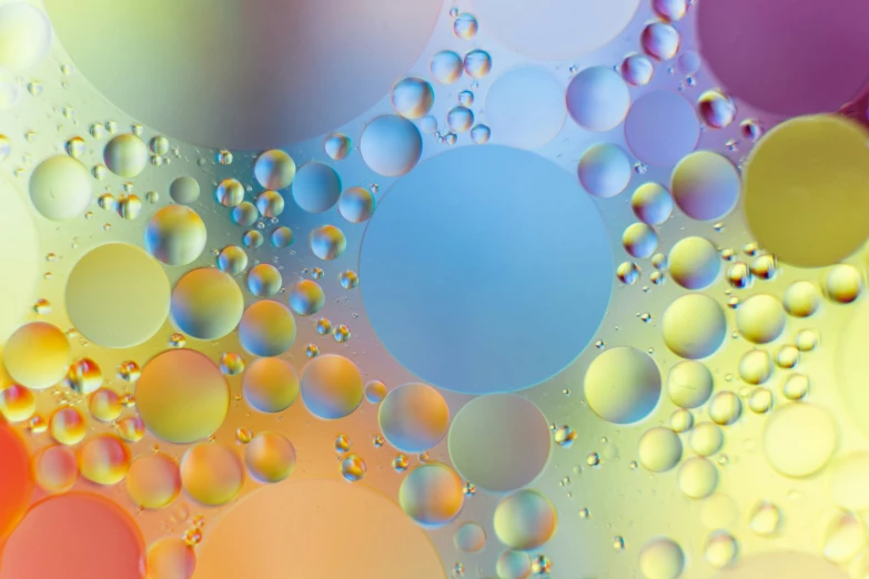 some soap bubbles are flowing down on the surface