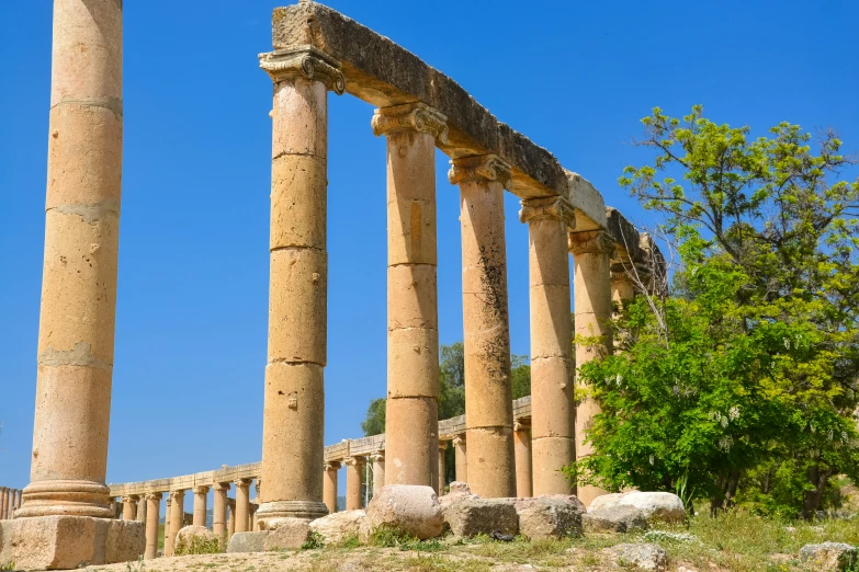 the columns of the ruins in the city are made from old roman marble