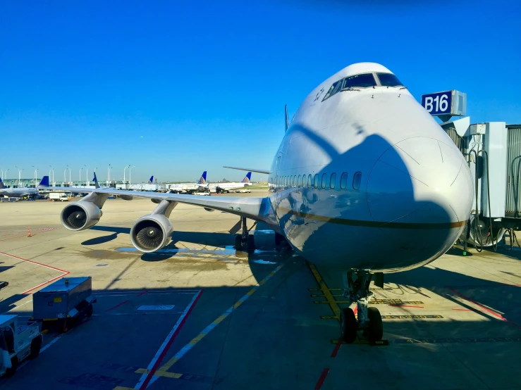 a close up view of a large airplane