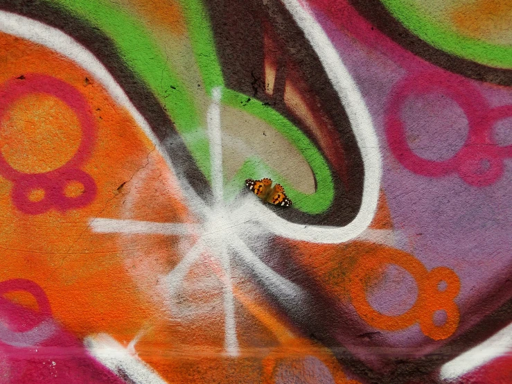 a colorful painting with a honey bug on it