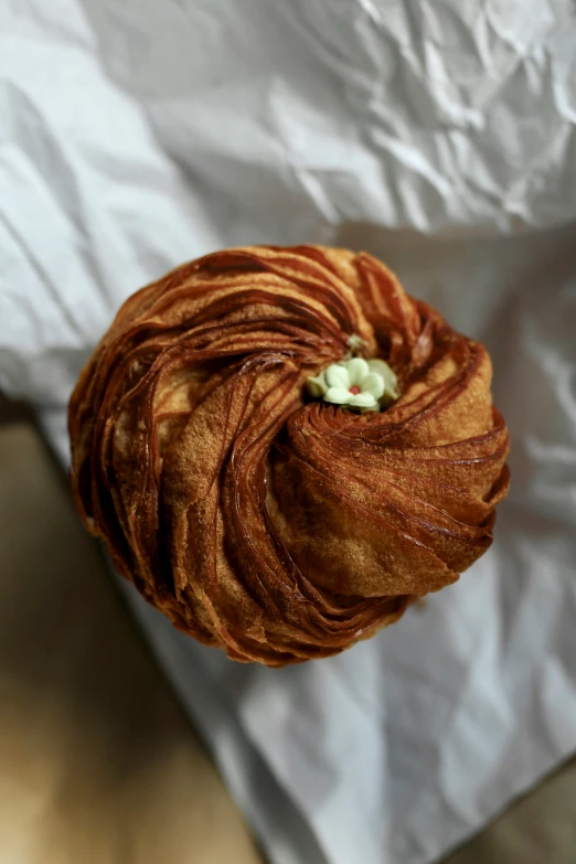 a yarn ball with soing green in it