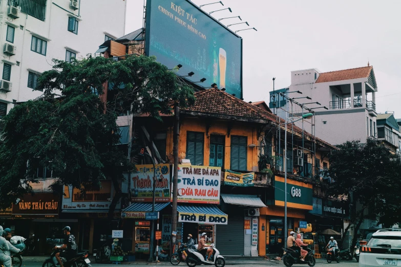 a street in the middle of the city