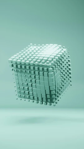 an abstractly generated cube in the air