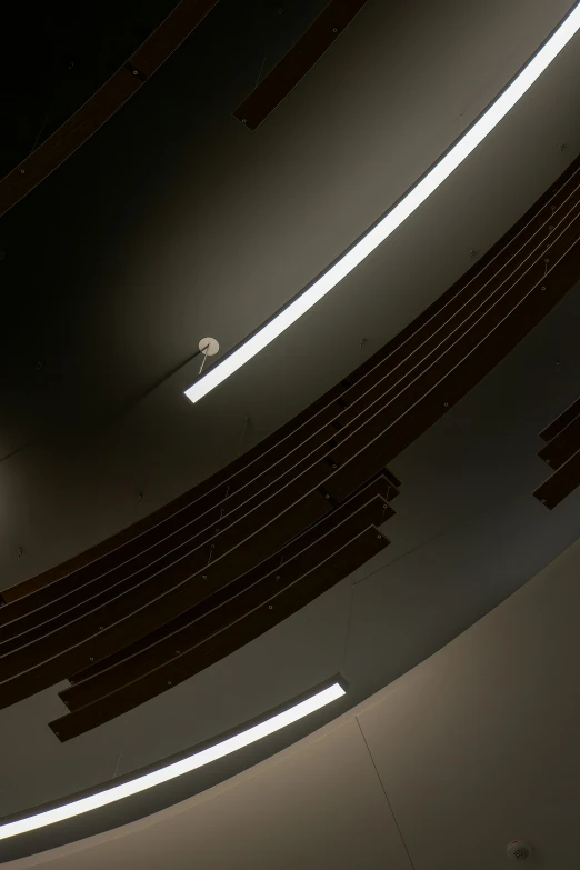 an auditorium has rows of seats and a ceiling