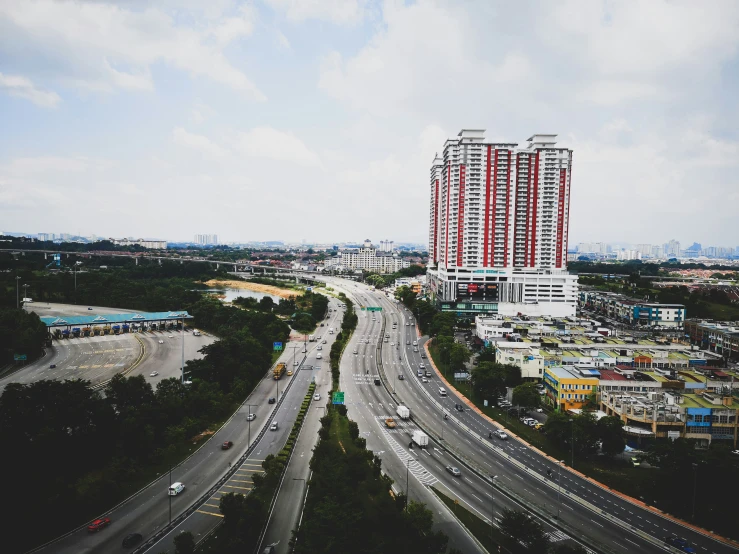 a city with multiple street views with traffic