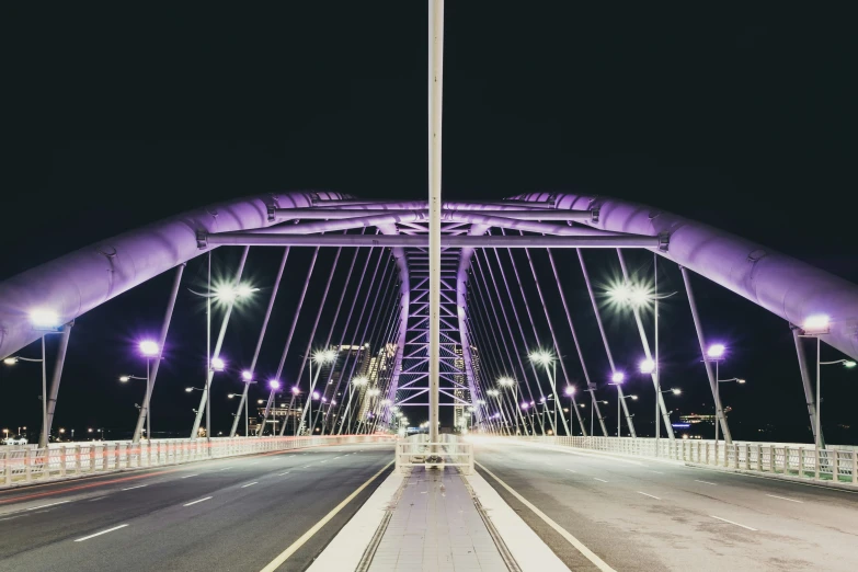 the lights are on in a beautiful bridge