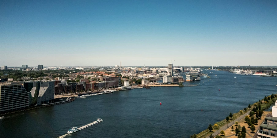 a body of water near some buildings