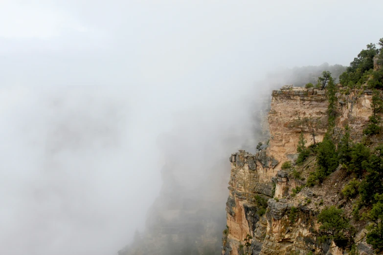 the top of a cliff on a cloudy day