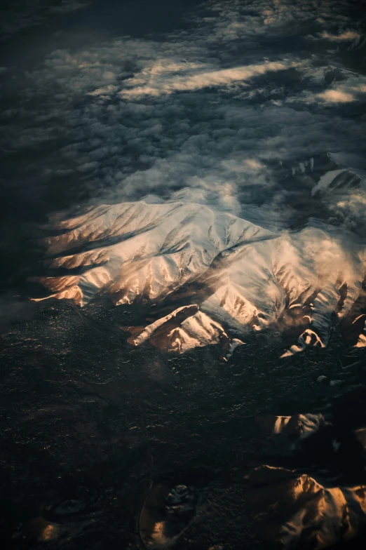 a snowy mountainside view with a bird's eye view