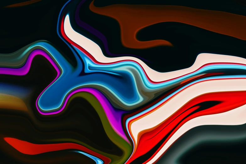 a colorful abstract painting with lines coming down it